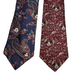 Lot Of 2 Vintage Walt Disney Company Mickey Mouse Neck Ties Made In USA
